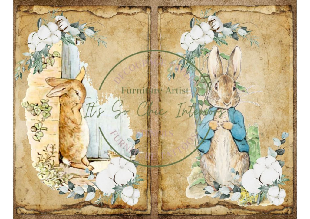 A4 Peter Rabbit Mulberry Decoupage Paper (3 different designs in the pack)